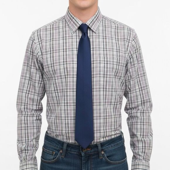 Jos A. Bank Plaid Long Sleeve Button Down Shirt. Tailored Fit. Size XL - Picture 1 of 6